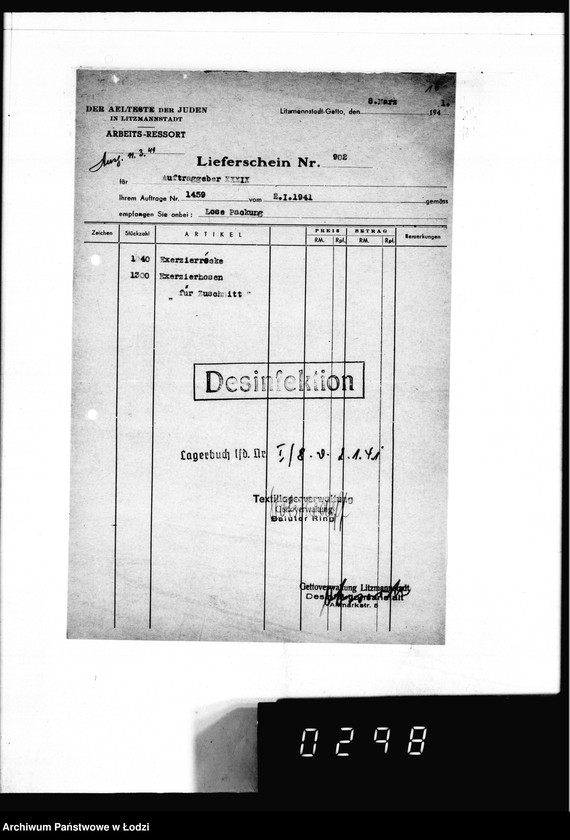 Obraz 20 z jednostki "[Dowody dostawy umundurowania dla intendentury marynarki w Kiel]"