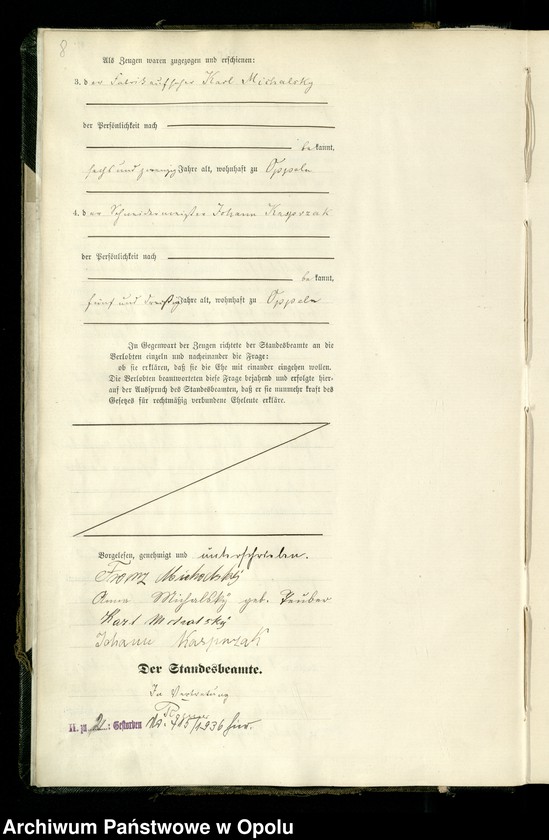 Obraz 11 z jednostki "Rejestr Małżeństw pierwopis 1891 [Opole] 1-142"