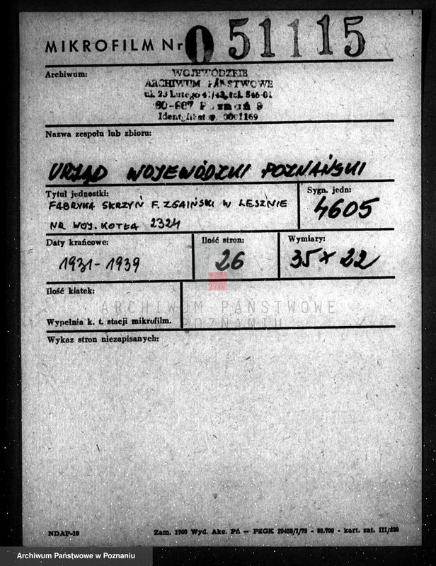 Obraz 1 z jednostki "Fabryka skrzyń F. Zgaiński w Lesznie nr woj. kotła 2324"