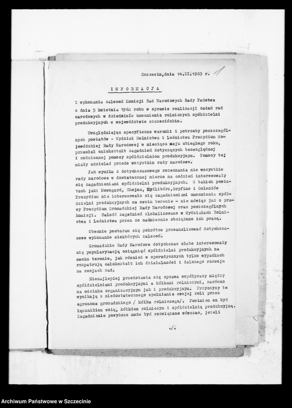 Obraz 5 z jednostki "Informacja dotycząca umocnienia rolniczych spółdzielni produkcyjnych w województwie szczecińskim"