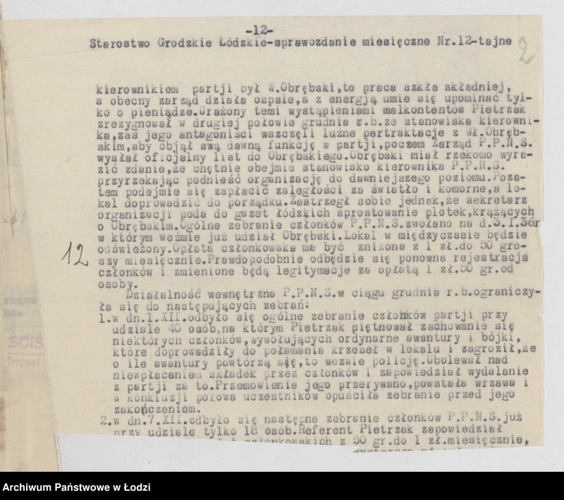 Obraz 5 z jednostki "Wycinki z meldunków doraźnych różnych polskich organizacji politycznych [prawicowych i narodowo-socjalistycznych]"