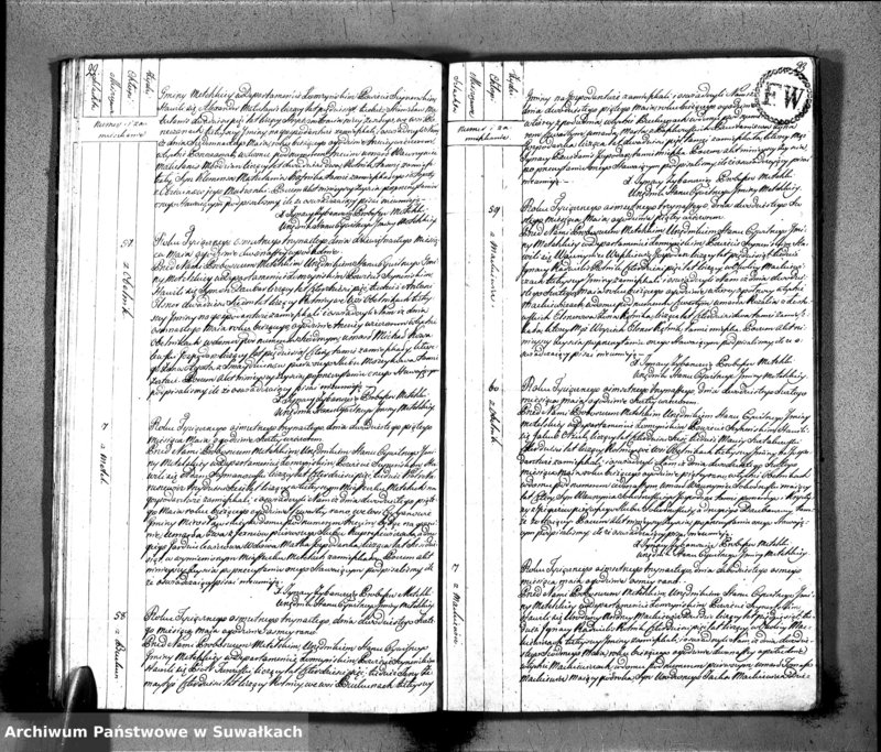 Obraz 14 z jednostki "Księgo Aktów Zeyscia Urzędnika Stanu Cywilnego Gminy Metelskiey Powiatu Seyneńskiego Departamentu Łomżyńskiego od 1-go Stycznia Tysiąc Osimset Trzynastego Roku 1813"