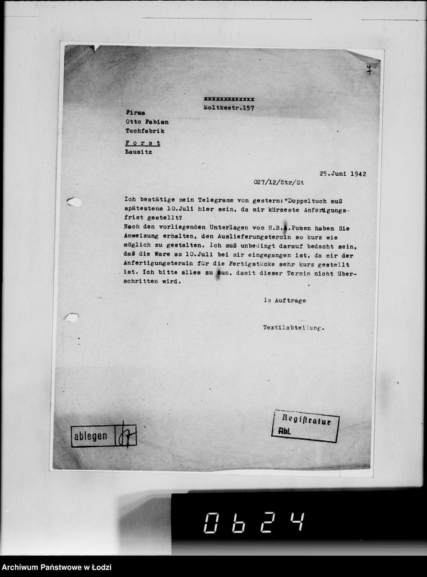 Obraz 12 z jednostki "[Korespondencja z urzędami, instytucjami i firmami] Lit.Fa-Fy."