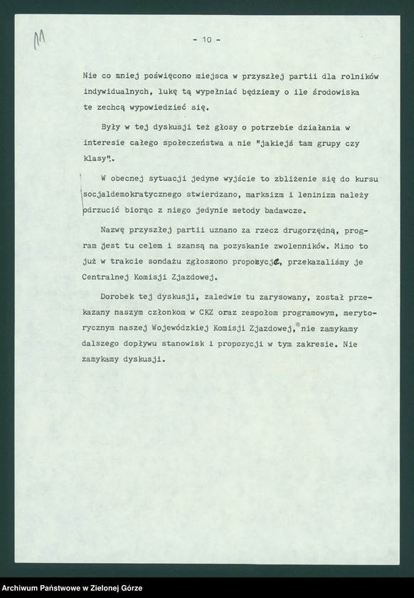 image.from.unit.number "Protokół z XI plenarnego posiedzenia KW nt. Zadania wojewódzkiej organizacji partyjnej przed XI Zjazdem PZPR. Załączniki. 10 listopada 1989"