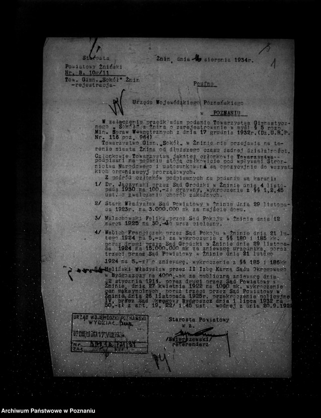 Obraz 5 z jednostki "/Towarzystwo Gimnastyczne „Sokół" w Żninie - rejestracja/"