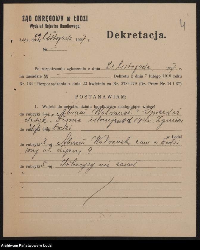 Obraz 6 z jednostki "Abram Wolrauch- sprzedaż desek"