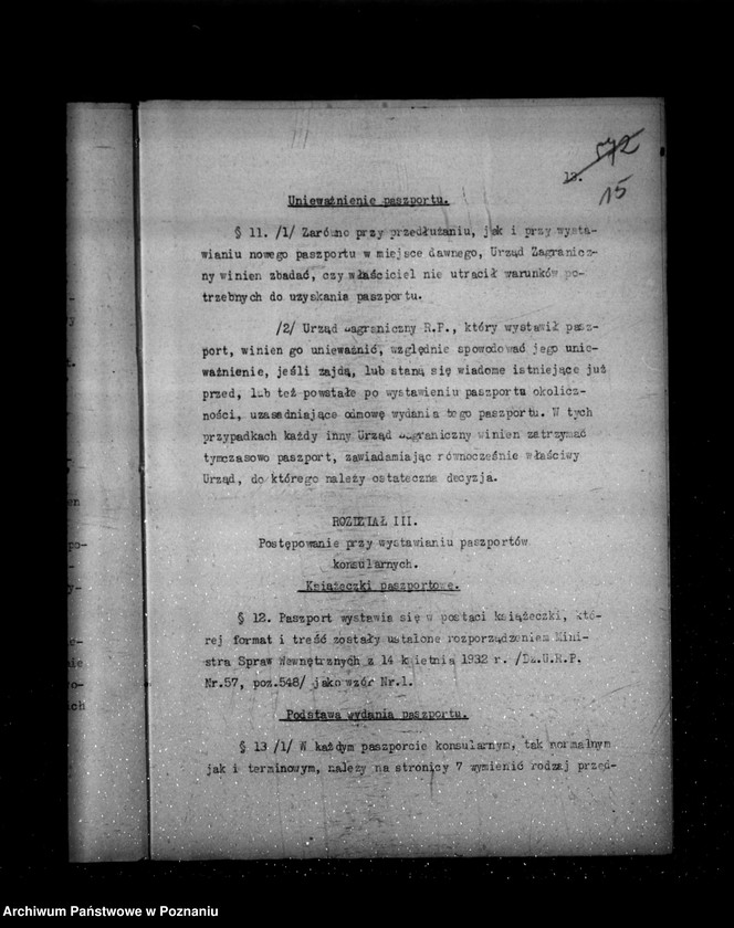 Obraz 19 z jednostki "/Sprawy paszportów zagranicznych- instrukcja portowa dla Urzędów Zagranicznych /tajne/"