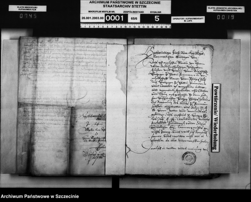 image.from.unit.number "Martin v. Ahnen zu Gr.Datzow Klaus und Balthasar v. Gagern, Pribber v. Suhm, Paul v. Schmatzhagen, Heinrich von Rhast und Michael Rust bezw. Herzog Philipp Julius von Pommern: freie Jagdausübung auf Rügen."