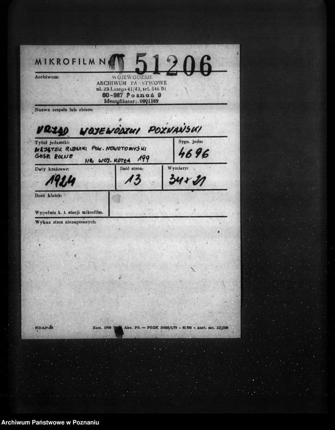 Obraz 2 z jednostki "Majątek Rudniki, pow. nowotomyski - gosp. rolne nr woj. kotła 199"