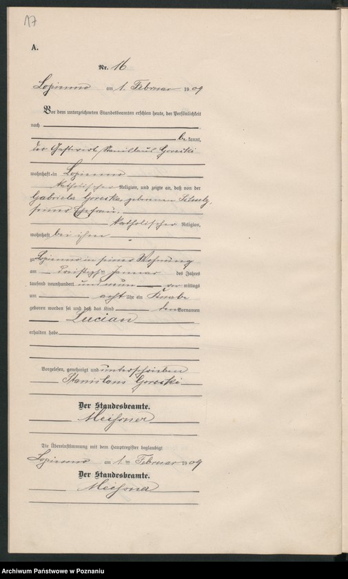 Obraz 20 z jednostki "Geburts-Nebenregister"