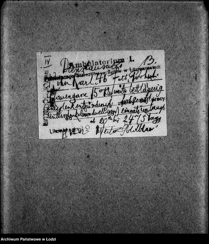 Obraz 16 z jednostki "Zentrallager für Eisen und Metall aller Arbeits-Ressorte [Zasiłki chorobowe dla pracowników wydziału, listy pracowników, zaświadczenia lekarskie]"