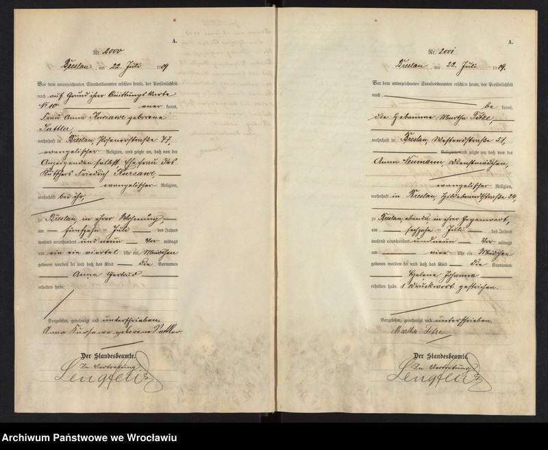 image.from.unit.number "Geburts-Haupt-Register Breslau I 1909 Band 6"