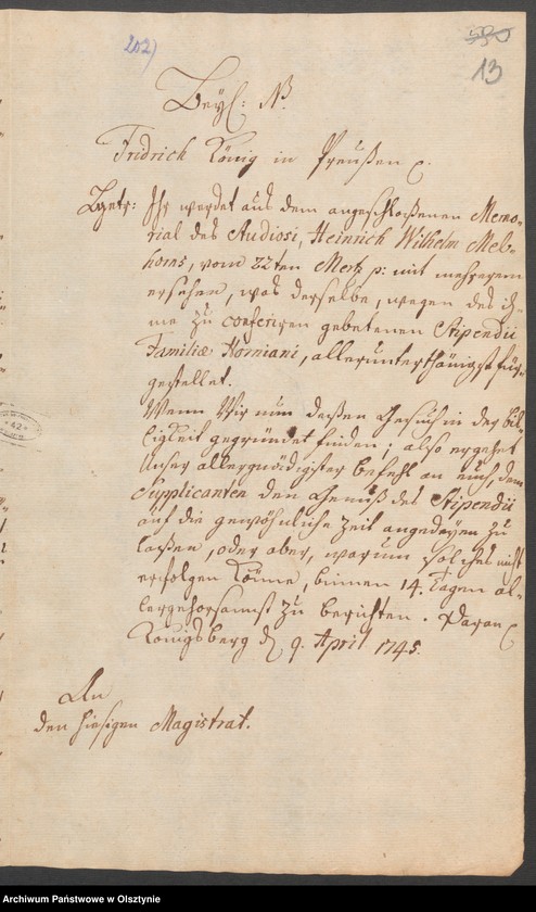 image.from.unit.number "In S. [Sachen] Heinrich Wilhelm Melhorn in causa Stipendi"