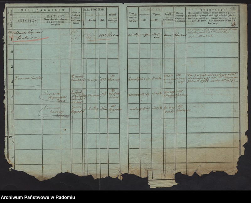 image.from.unit.number "Księga ludności miasta Radomia. 253- 316"