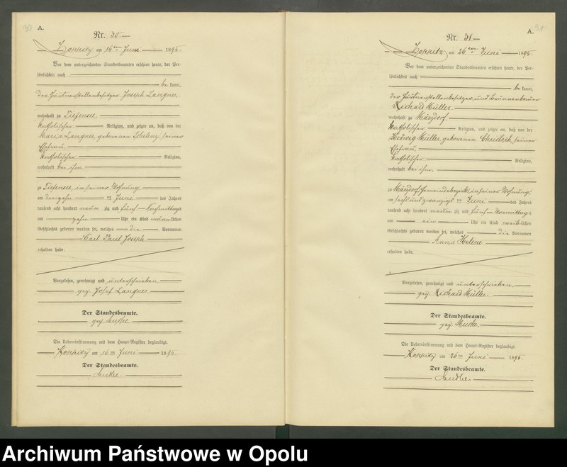 Obraz 18 z jednostki "Geburts-Neben-Register Standesamts Koppitz pro 1895"