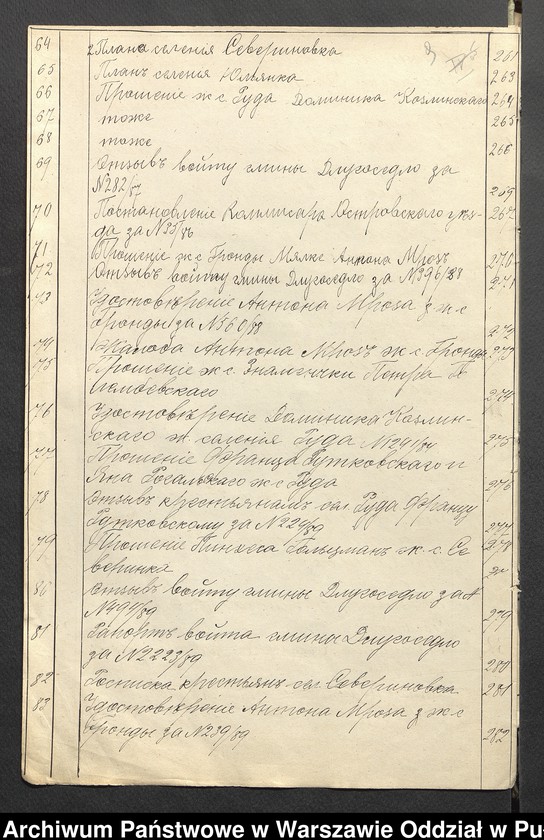 image.from.unit.number "O urządzaniu chłopów byłej rządowej wsi kolonialnej Ostry Kół, Ruda, Sewerynka, gm. Długosiodło, wchodzącej przy opublikowaniu ważnych dekretów z dnia 19 lutego, 12 marca 1864 r. (Skład prywatnej własności Brańszczyk podległej Józefowi Załęskiemu)"