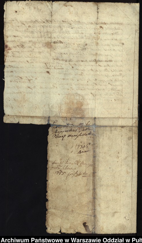 image.from.unit.number "Ekstrakt z ks. gr. płockich manifestacji burgrabiego grodzkiego płockiego Marcina Mlickiego z 1706 r., stwierdzającej, że akta procesowe różnych osób, które reprezentował na Trybunale Koronnym jako patron, były przechowywane w klasztorze płockim benedyktynów i tam zostały spalone przez wojska moskiewskie"