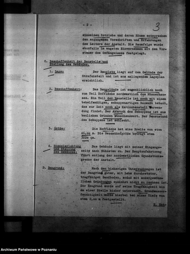 Obraz 7 z jednostki "Verentwurf für den Neubau eines Wirtschaftsgebäudes des Strafgefängnisses Warthestadt (Wronki)"