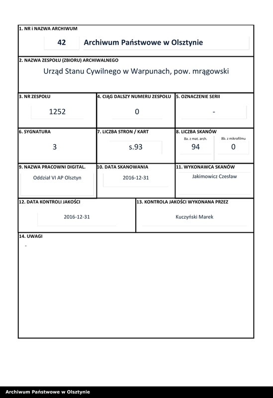 Obraz 1 z jednostki "Sterbe-Haupt-Register Nr 1 - 92"