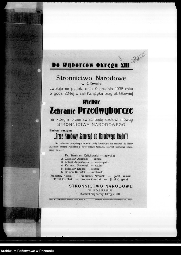 Obraz 12 z jednostki "Ulotki Stronnictwa Narodowego- przed wyborami samorządowymi miasta Poznania"