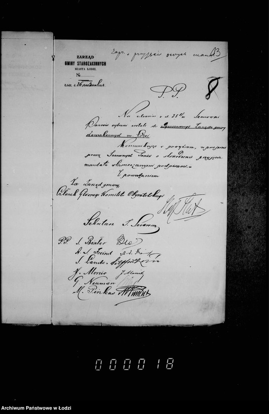 Obraz 16 z jednostki "Protokóły Zarządu Gminy Starozakonnych m. Łodzi [od 15 października 1914 r.]"