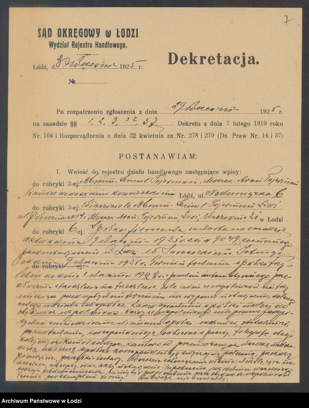 Obraz 9 z jednostki "Abram Szmul Tojerman i Moszek Aron Tojerman- handel dodatkami krawieckimi"