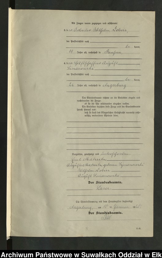 image.from.unit.number "[Heirats - Register (Neben - Register) Standesamt Angerburg einschl. der Bezirke, Gr. Strengeln, Prinowen und Kehlen Kreis Angerburg] No 1 bis 49"