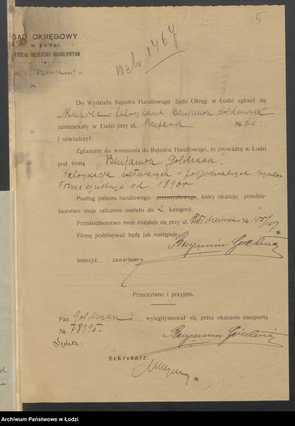 Obraz 7 z jednostki "Beniamin Goldman – fabryka wyrobów wełnianych i półjedwabnych"