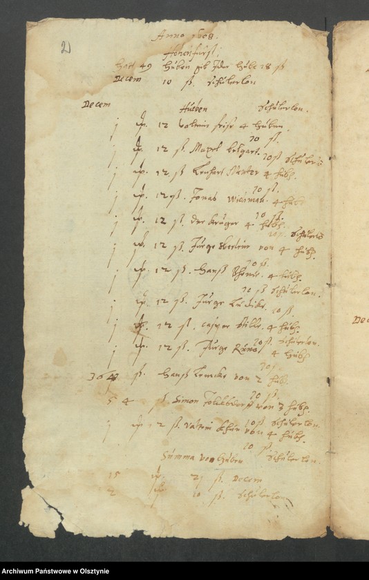 image.from.unit.number "Register uber Einname undt Ausgabe bei der Kirchen Hohenfurst von Martini des 1607 biß auff Martini 1608 Jahrs"