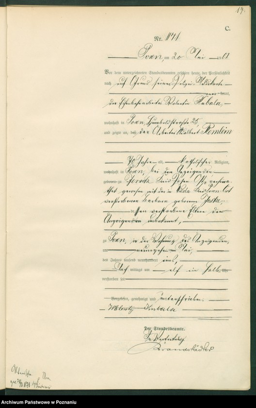 Obraz 20 z jednostki "Księga miejscowa zgonów t. III"