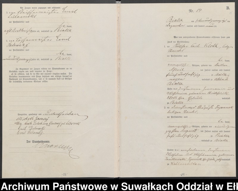 image.from.unit.number "Heiraths-Haupt-Register des Königlichen Preussischen Standes-Amtes Bialla Kreis Johannisburg"