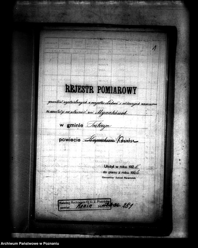 Obraz 5 z jednostki "Rejestry pomiarowe gruntów wydzielonych z majątku Łukom i oddanych w zamian za serwituty na własność wsi Myszakówek powiatu konińskiego"