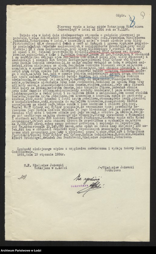Obraz 11 z jednostki "Mojżesz Goździk, Beniamin Goździk, Abram Jakub Goździk, Mendel Wolf Cytner- sprzedaż manufaktury"