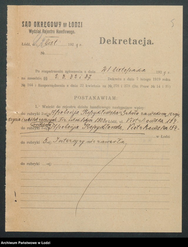 Obraz 7 z jednostki "Apolonja Kopydłowska- szkoła zawodowa kroju i robótek ręcznych"