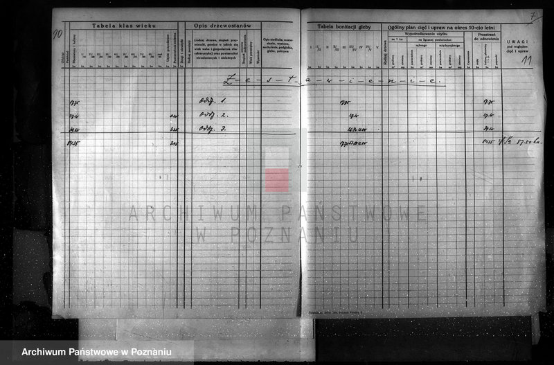 image.from.unit.number "Plan urządzenia gospodarstwa leśnego dla lasu majętności Lubosina powiat szamotulski 1938-1948"