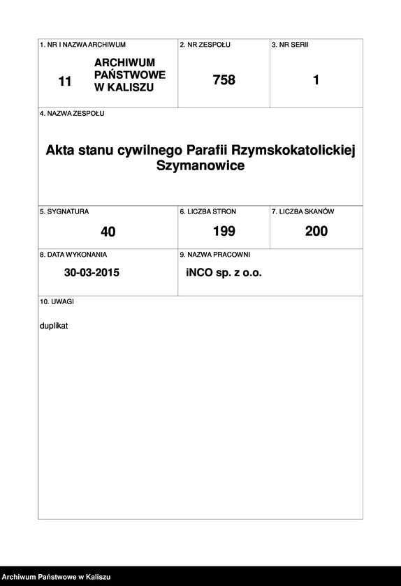 Obraz 1 z jednostki "Księga urodzeń, małżeństw, zgonów (duplikat)"