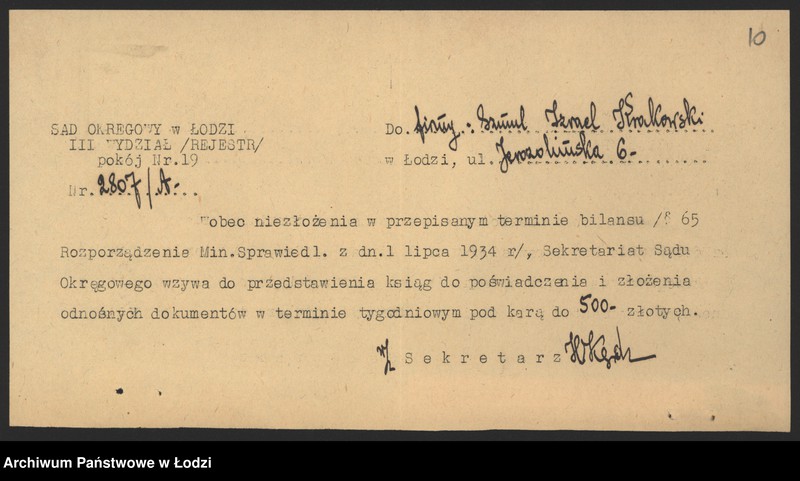 Obraz 12 z jednostki "Izrael Szmul Krakowski – sprzedaż drzewa"