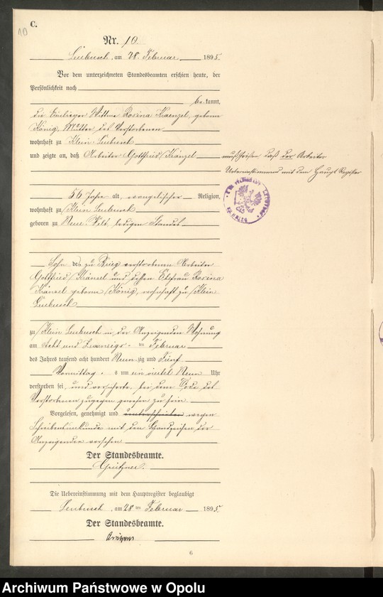 image.from.unit.number "Sterbe-Neben-Register Standes-Amt Leubusch 1895"