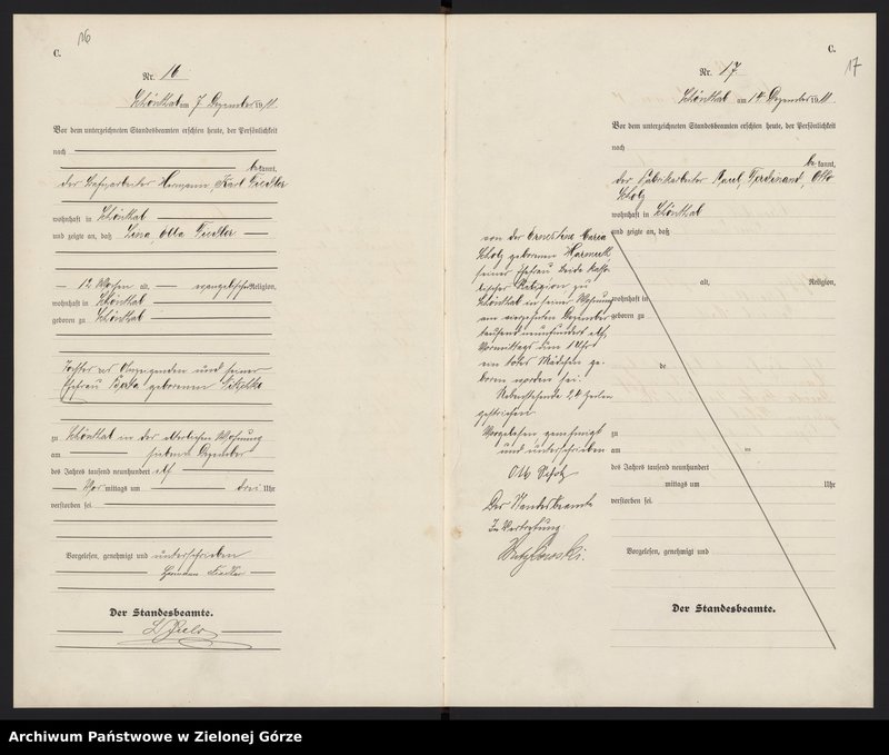 image.from.unit.number "Sterbe-Haupt-Register Standesamt Sagan Land"
