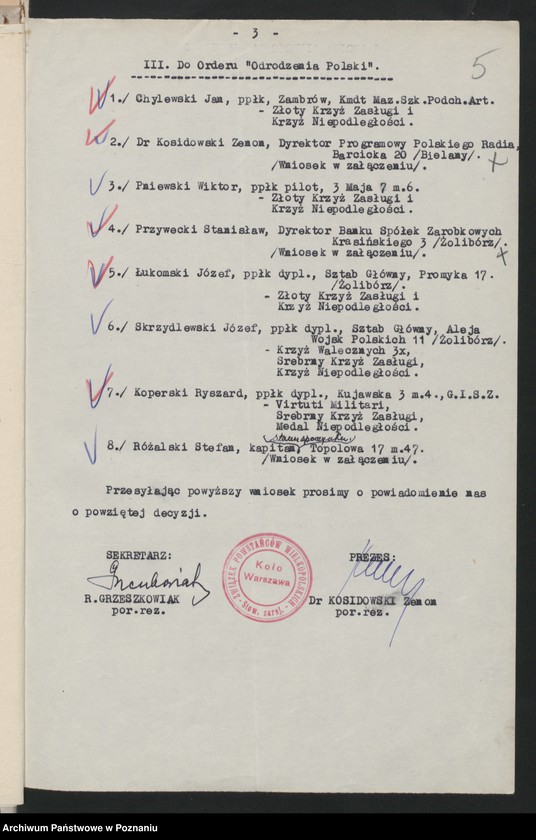 Obraz 8 z jednostki "Korespondencja Zarządu Głównego Związku Powstańców Wielkopolskich."