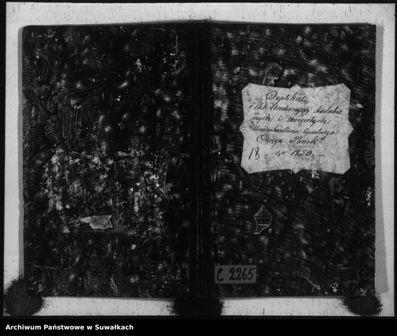 image.from.unit.number "Duplikat Akt Urodzonych, Zaślubionych i Umarłych Urzędnika Stanu Cywilnego Okręgu Puńsk z r.1850."