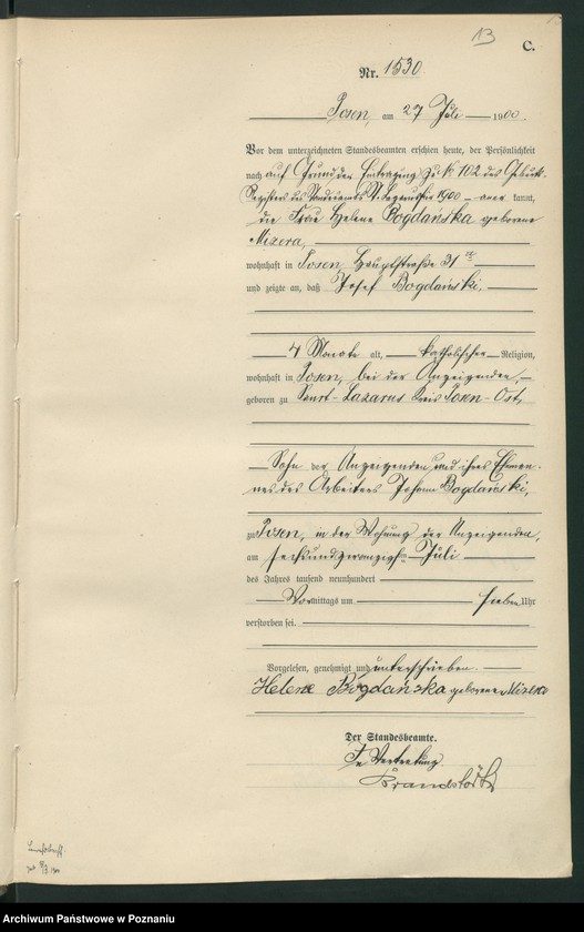 Obraz 16 z jednostki "Księga miejscowa zgonów"