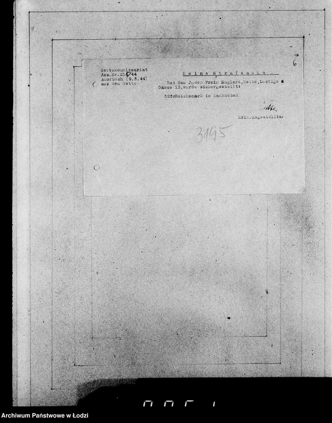 Obraz 10 z jednostki "Kripo 3000-3200 [Kartoteka skonfiskowanego majątku ruchomego u Żydów]"