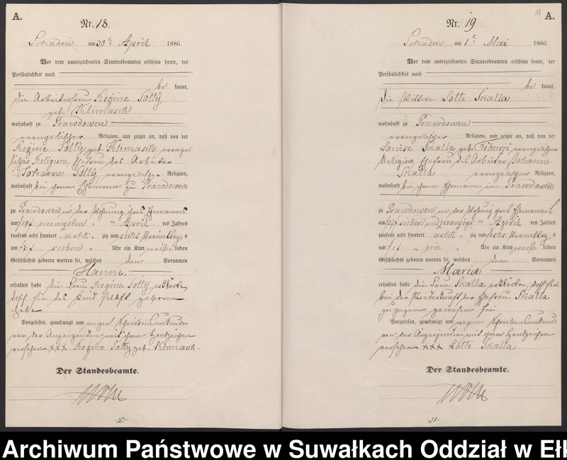 image.from.unit.number "Geburts-Haupt-Register des Königlich Preussischen Standes-Amtes Schaden Kreis Sensburg"