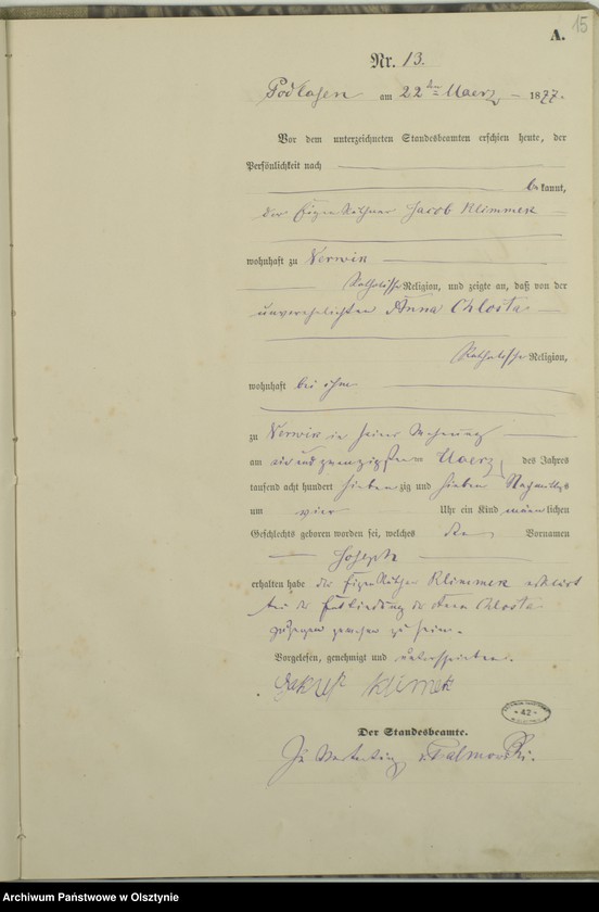 image.from.unit.number "Geburts-Haupt-Register Nr 1 - 43"