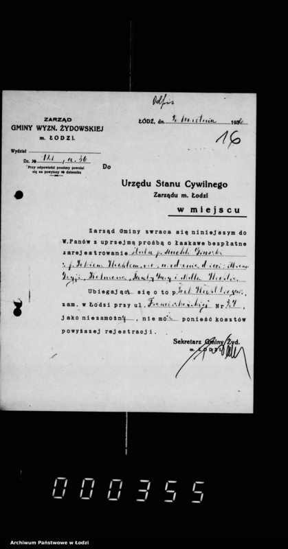 Obraz 19 z jednostki "Akta dotyczące spraw Urzędu Stanu Cywilnego"