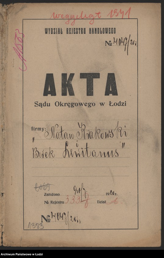 Obraz 2 z jednostki "Natan Krakowski i Berek Levitanus- farbiarnia i nawijanie nici"