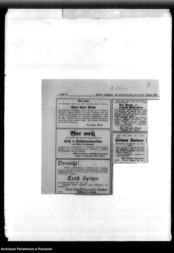 Obraz 6 z jednostki "Schriftwechsel Dr. Lück - Korespondencja z doktorem K. Lück, jako kierownik Genhäftstelle der Volkskentnhen"