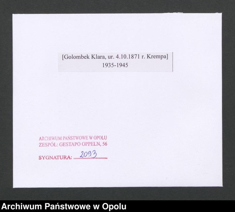 Obraz 2 z jednostki "[Golombek Klara, ur. 4.10.1871 r. Krempa]"