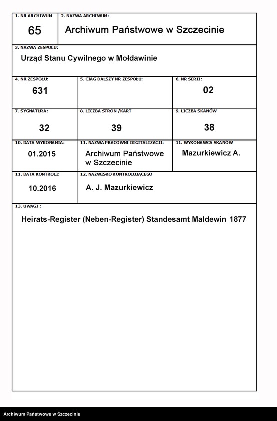 Obraz 2 z jednostki "Heiraths-Register (Neben-Register)"